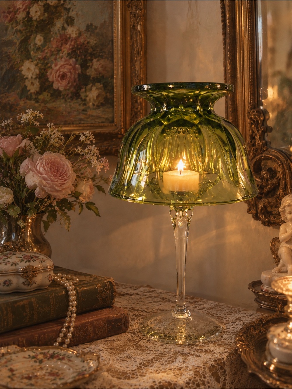 Victorian style vintage inspired fairy lamp - candle holder